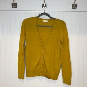 Mustard yellow button down cardigan sweater